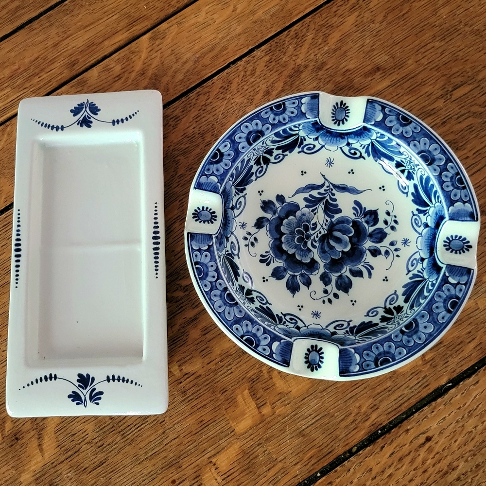 Vintage Delft Blue Ashtray & Trinket Tray